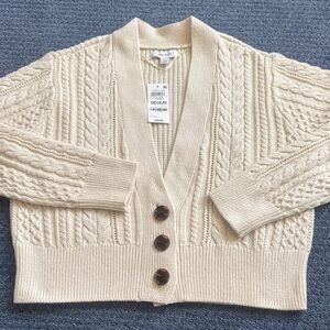 Elegant Beige Cable Knit Cardigan